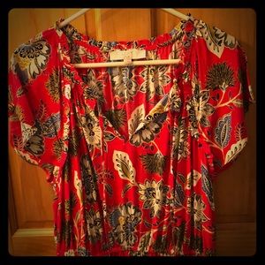 LOFT PLUS Red Floral Print Dress